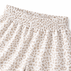 Girls' leopard print white cotton pajamas with spotted trouser design by lilcubspk, featuring comfortable and stylish sleepwear.