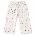 Girls Red Rose White Cotton Trouser - Lil' Cubs