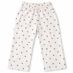 Girls Red Rose White Cotton Trouser - Lil' Cubs