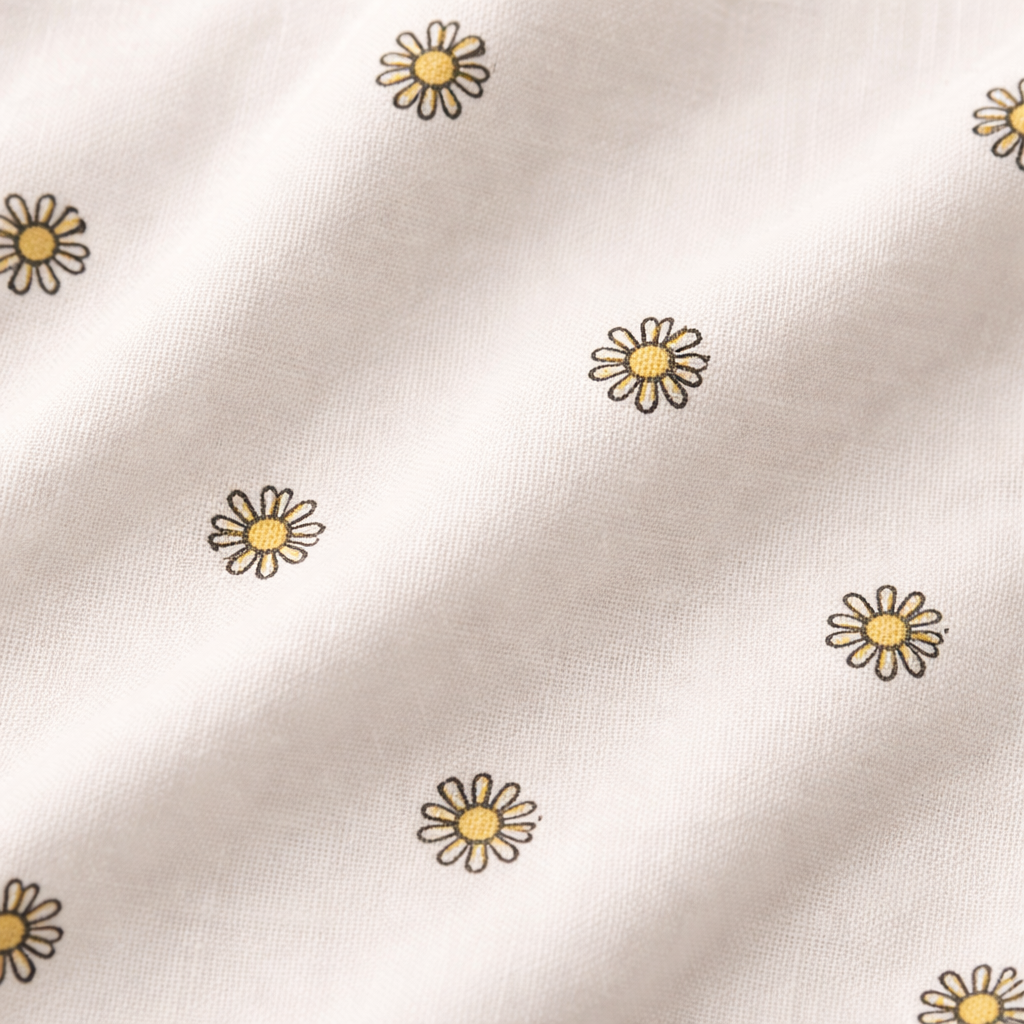 Girls Yellow Flowers White Cotton Trouser