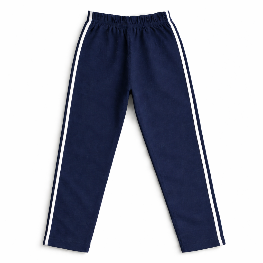 Boys Cotton Trousers with White Stripes (Different Shades)
