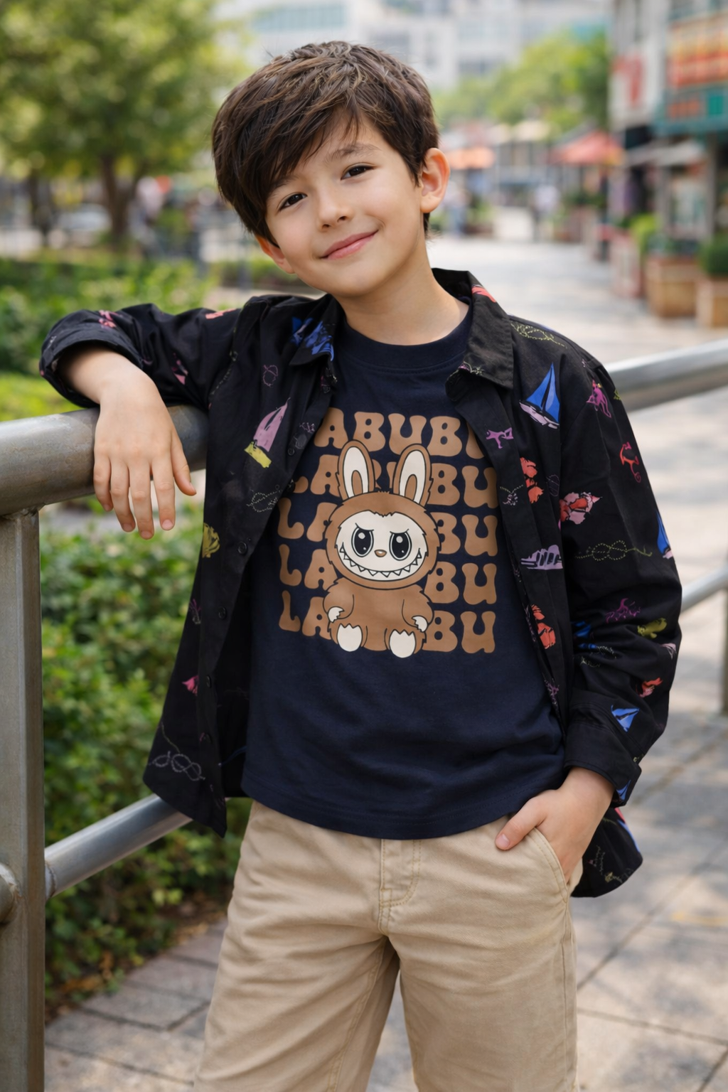 Black Tee Casual Shirt with Bunny Graphic T-Shirt Outfit