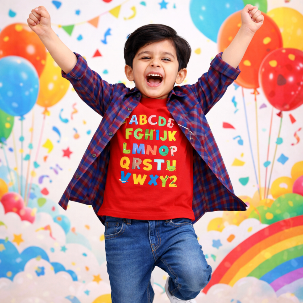 Checked Casual Shirt with Alphabet Graphic T-Shirt Outfit