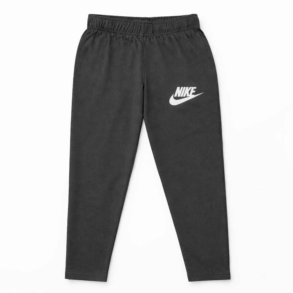 Set of three boys' cotton Nike basic trousers by lilcubspk, shown in a pack with navy, gray, and black colors.