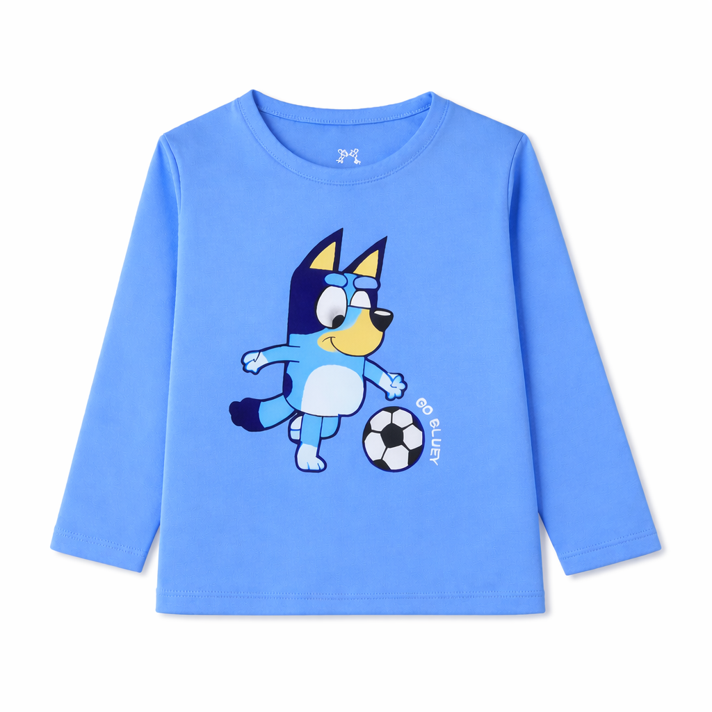 Lil' Cubs Go Bluey light blue summer 2-piece coord set for kids with playful patterns and comfortable fabric.
