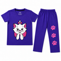 Lil' Cubs purple cat summer coord set for kids, featuring a matching top and shorts with playful cat designs.