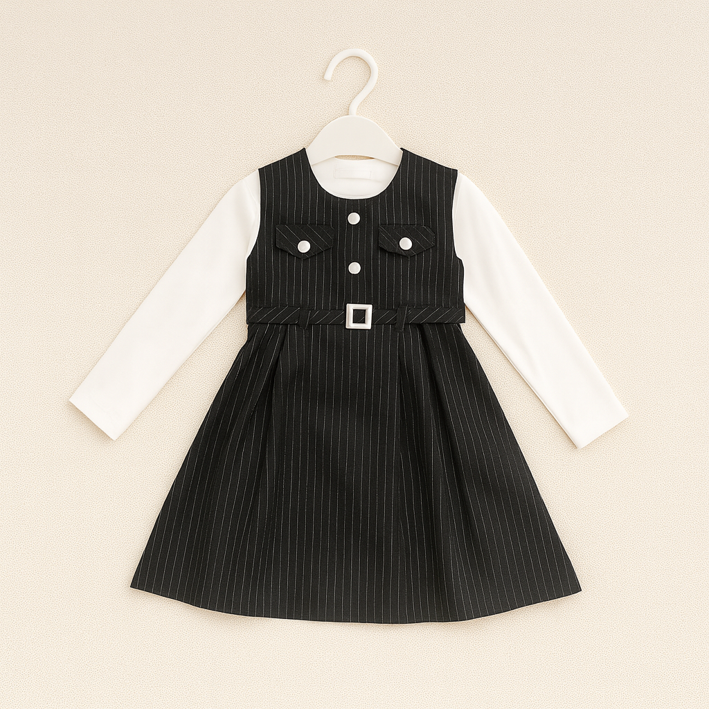 Kids Winter Party Frock for Girls 3 piece – Cozy Long Sleeve Dress (5–10 Years)