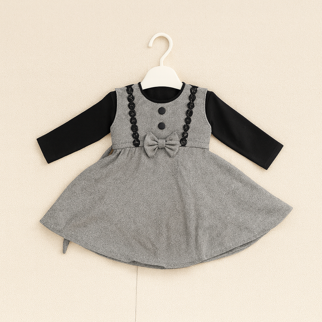 Kids Winter Party Frock for Girls 3 piece – Cozy Long Sleeve Dress (5–10 Years)