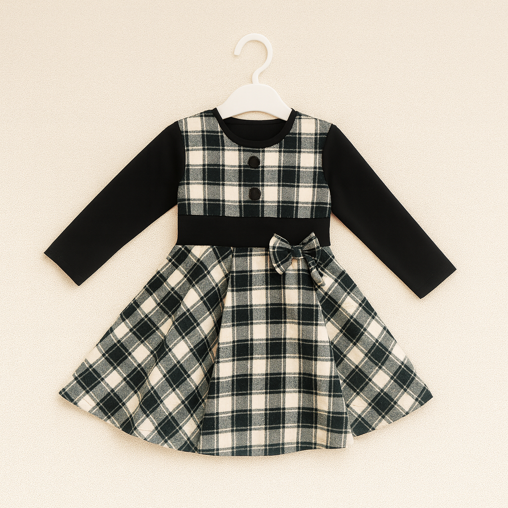 Kids Winter Party Frock for Girls 3 piece – Cozy Long Sleeve Dress (5–10 Years)