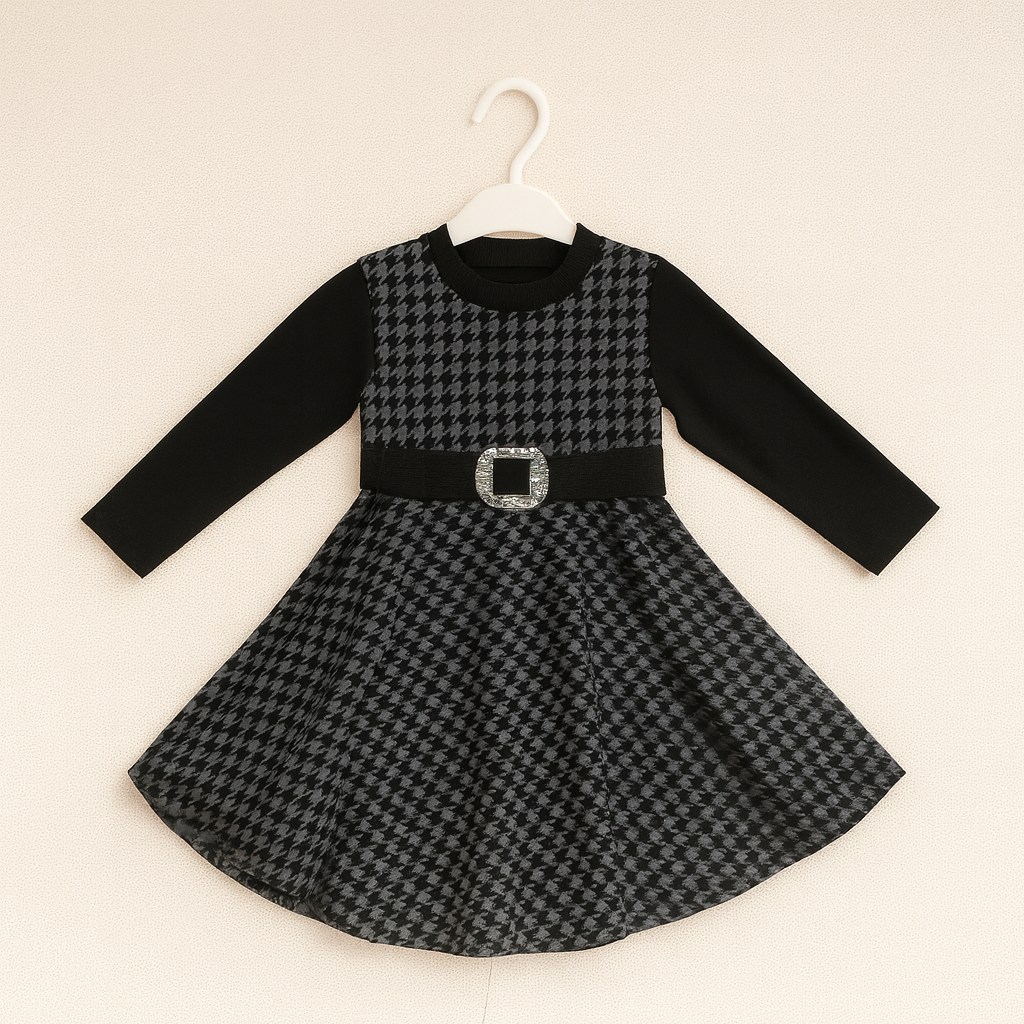 Kids Winter Party Frock for Girls 3 piece – Cozy Long Sleeve Dress (5–10 Years)