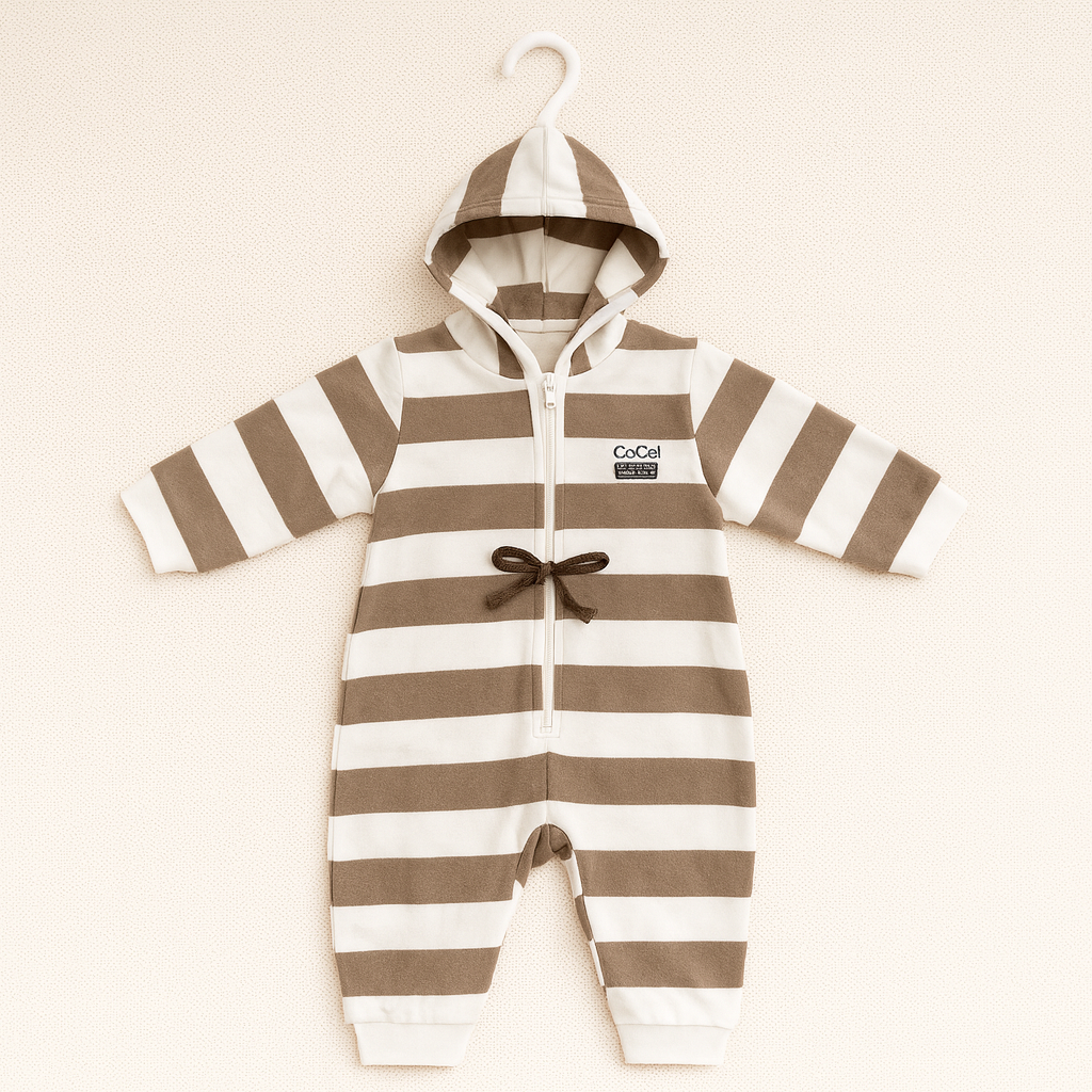 Comfort fit hooded toddler romper by Lil' Cubs, featuring a cozy hood and soft fabric for 2-3 years old children.