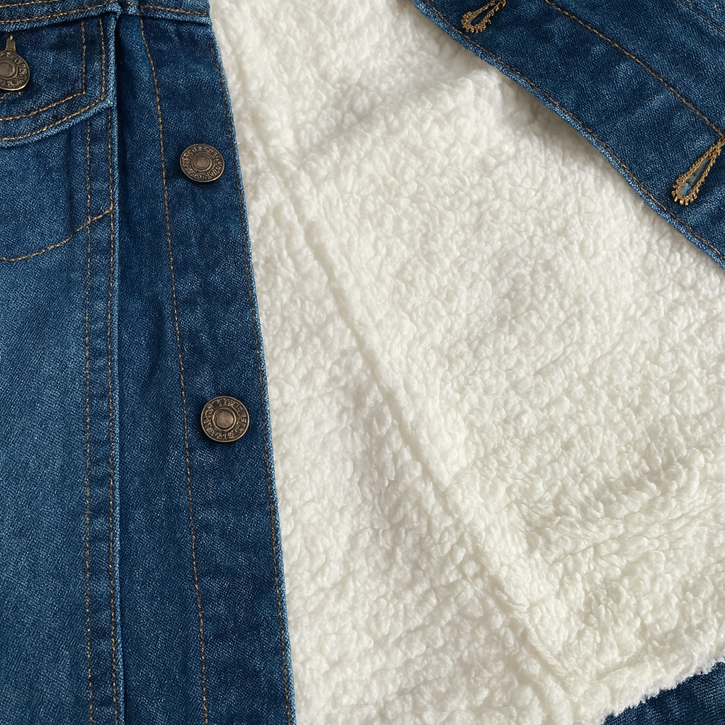 Cozy Fur-Lined Denim Jacket for Kids – Premium Winter Wear (Unisex)
