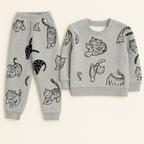 Grey Tiger Printed Boys Tracksuit Set – Winter Wear (1–12 Years)
