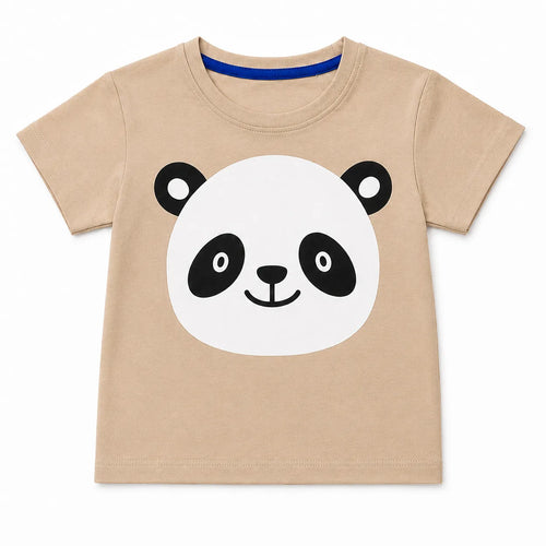 Baby boys cream and charcoal grey panda summer coord set, 2-piece outfit from lilcubspk for ages 1 to 12 years.