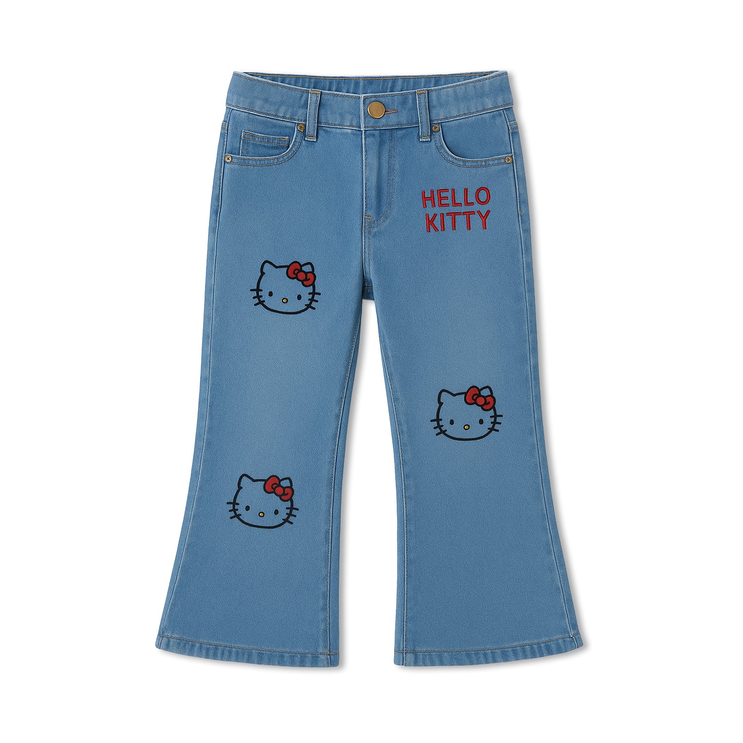 Denim Dreams – Girls’ Embroidered Hello Kitty 