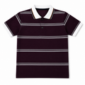 Dull purple boys polo t-shirt with lining for ages 2 to 12 from lilcubspk, shown flat with collar and short sleeves.
