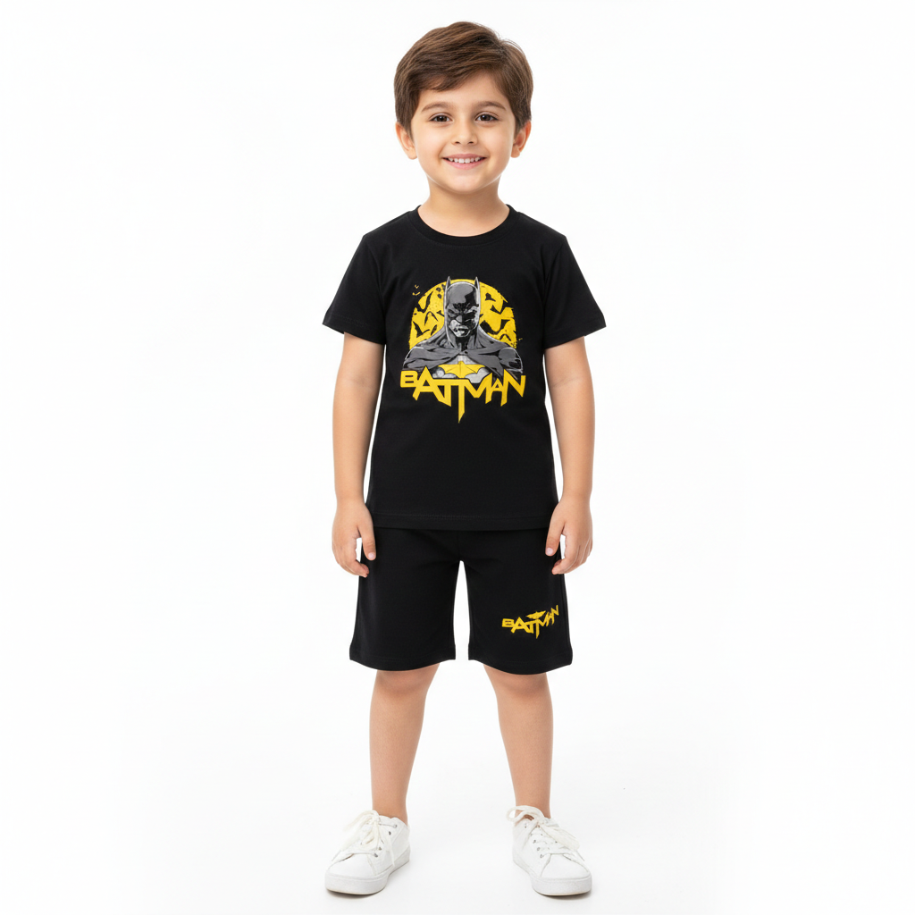Black Batman Summer Coord Set (2-Piece) - Lil' Cubs