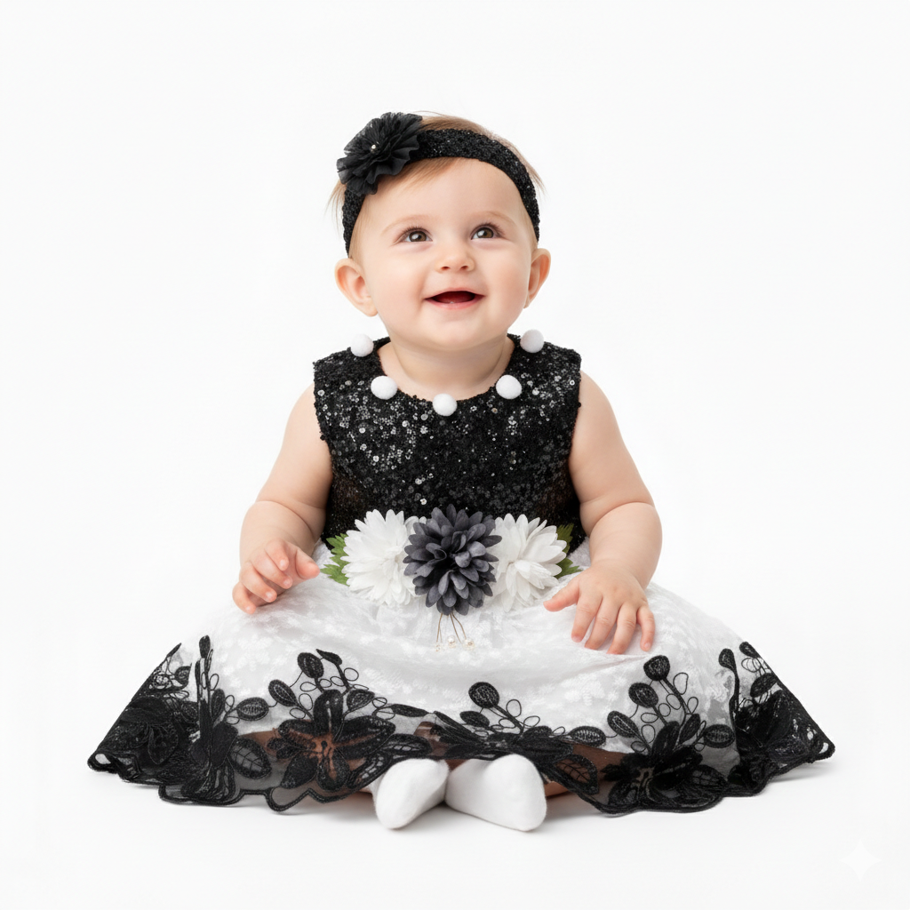Baby Girl Black & White Frock
