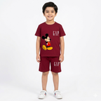 Maroon GAP summer kids' coord set by Lil’ Cubs, with jersey cotton fabric, featuring a matching top and shorts for children.