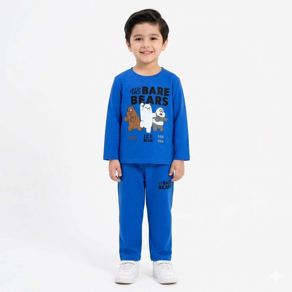 Blue Bare Bears summer coord set by Lil' Cubs, 2-piece with a matching top and shorts featuring Bear design.