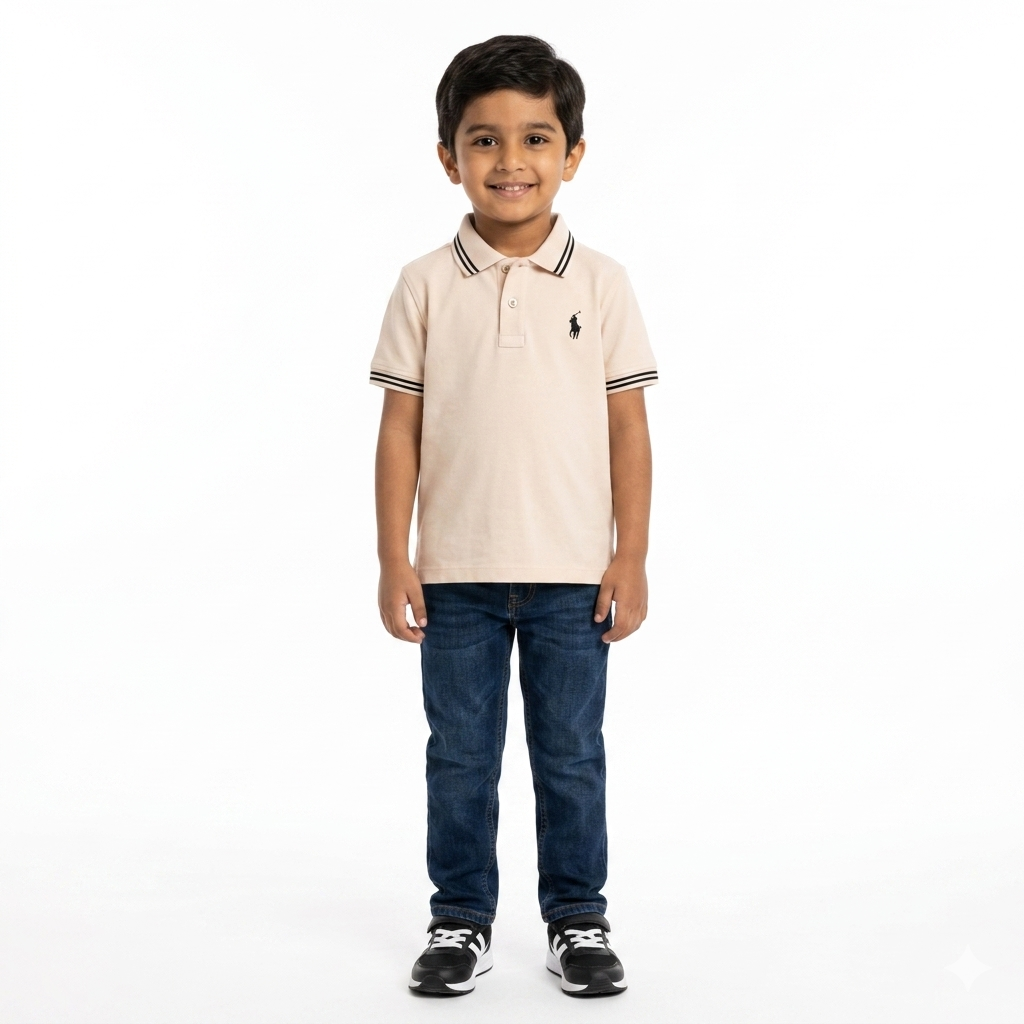 Light Peach Polo T-Shirt (2 - 12 Years) - Lil' Cubs