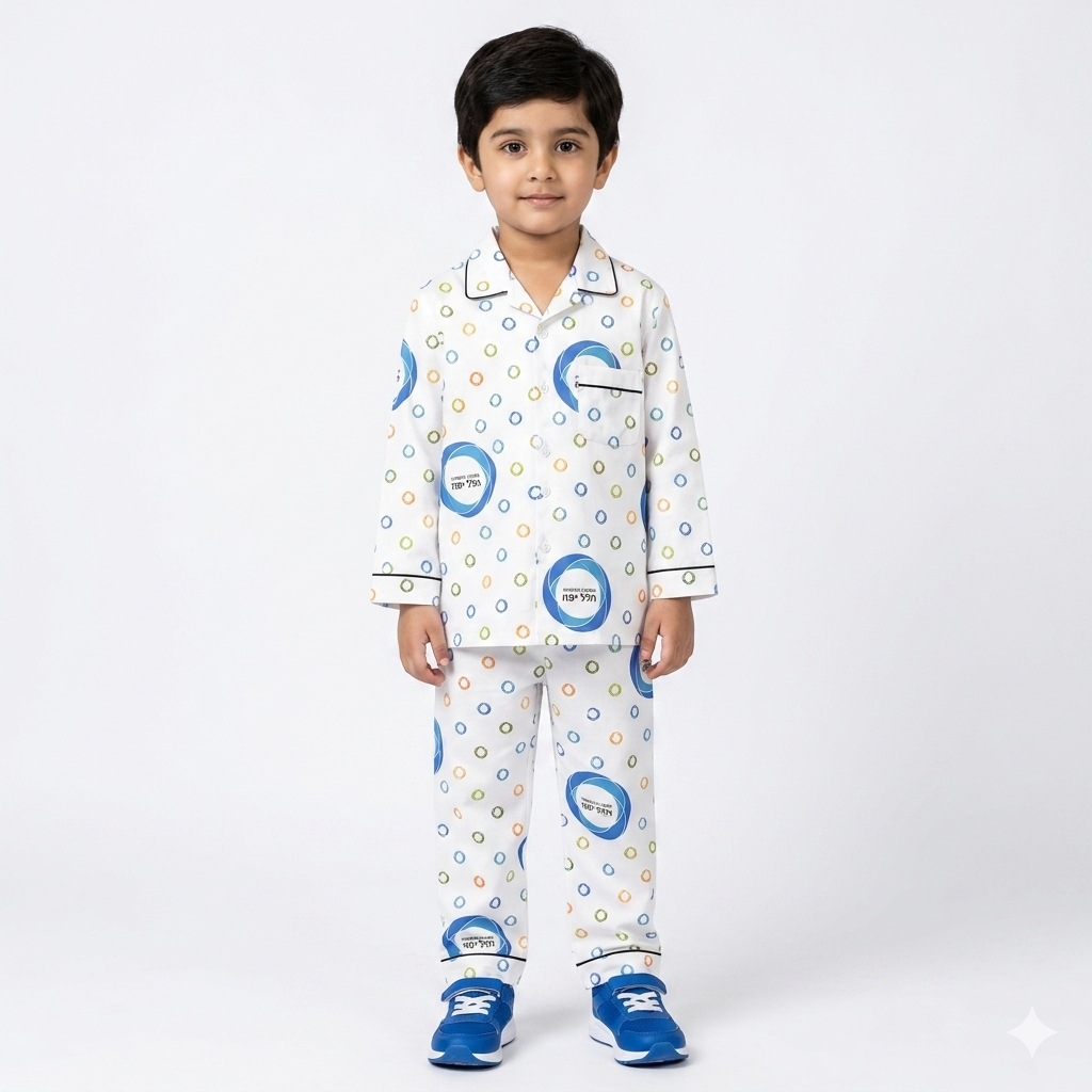 Boys White Circle Print Summer Night Suit (5 - 12 Years) - Lil' Cubs