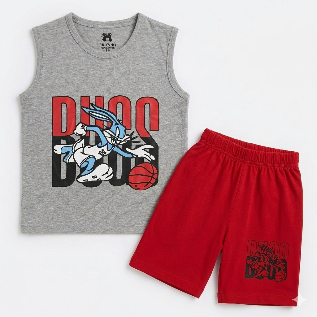 Grey Bugs Bunny Print Summer Coord Set (Ages 1-12)
