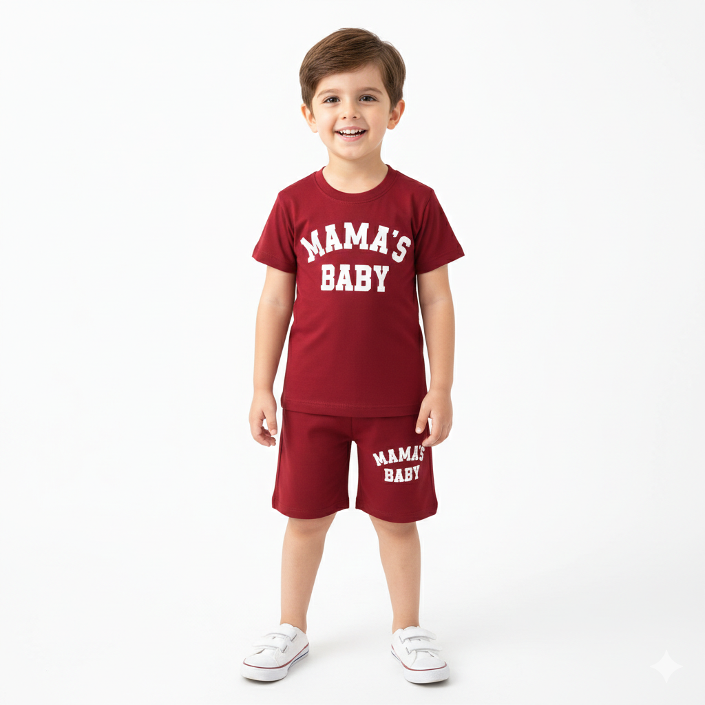 Mama's Baby Maroon Summer Coord Set (2-Piece) - Lil' Cubs