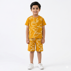 Boys Mustard Dino Summer Coord Set (1–12 Years) - Lil' Cubs