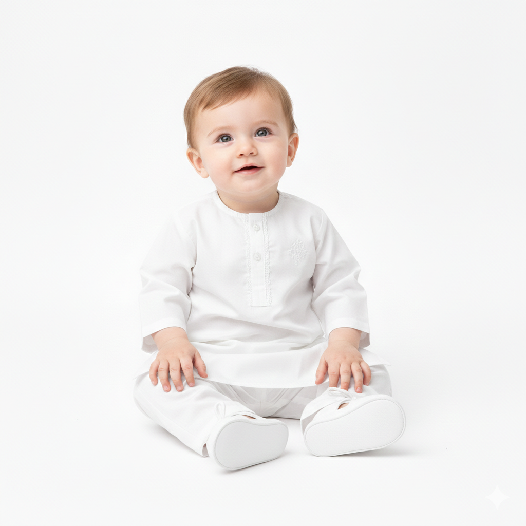 Baby White Shalwar Kameez