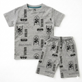 Grey Batman summer coordinate set for boys, 2-piece outfit with Batman logo, perfect for ages 1 to 12 by lilcubspk.