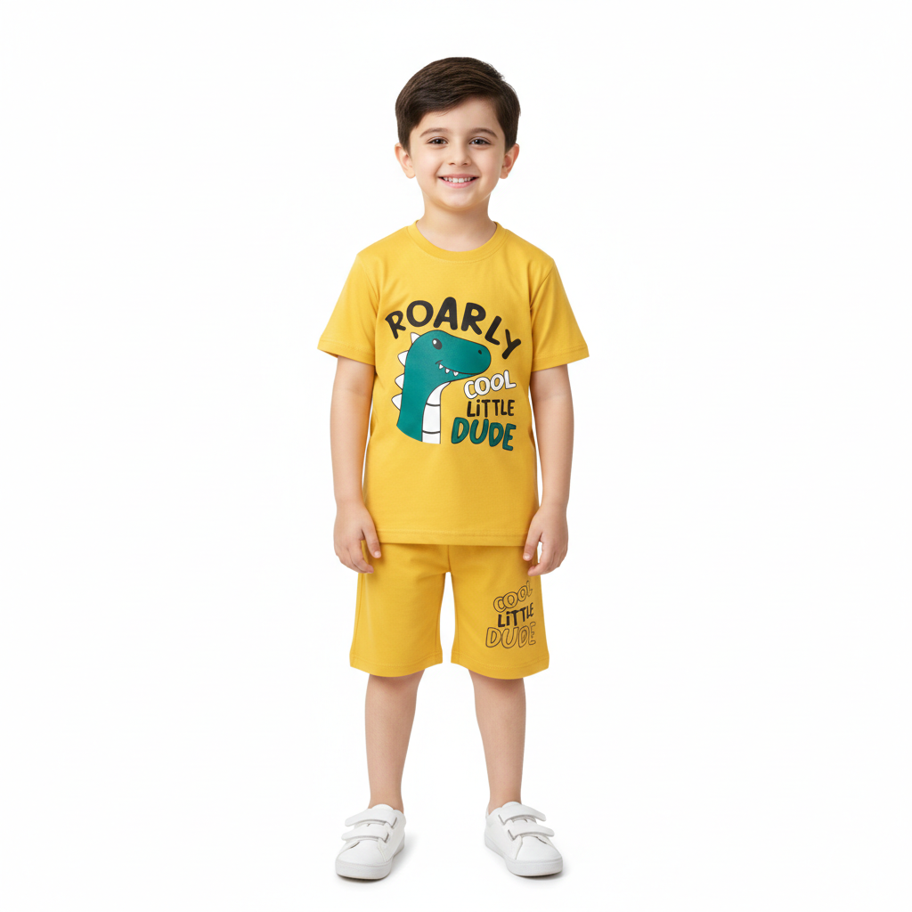 Dino Yellow Summer Coord Set (2-Piece) - Lil' Cubs