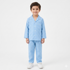 Kids Sky Blue Cotton Summer Night Suit (1 - 4 Years) - Lil' Cubs
