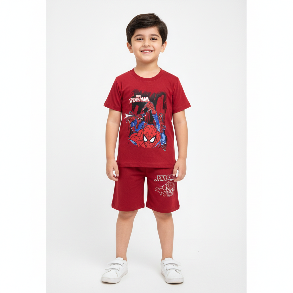 Spider Man Dark Red Summer Coord Set (2-Piece) - Lil' Cubs