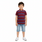 Maroon Polo with MultiColor Striped T-Shirt - Lil' Cubs