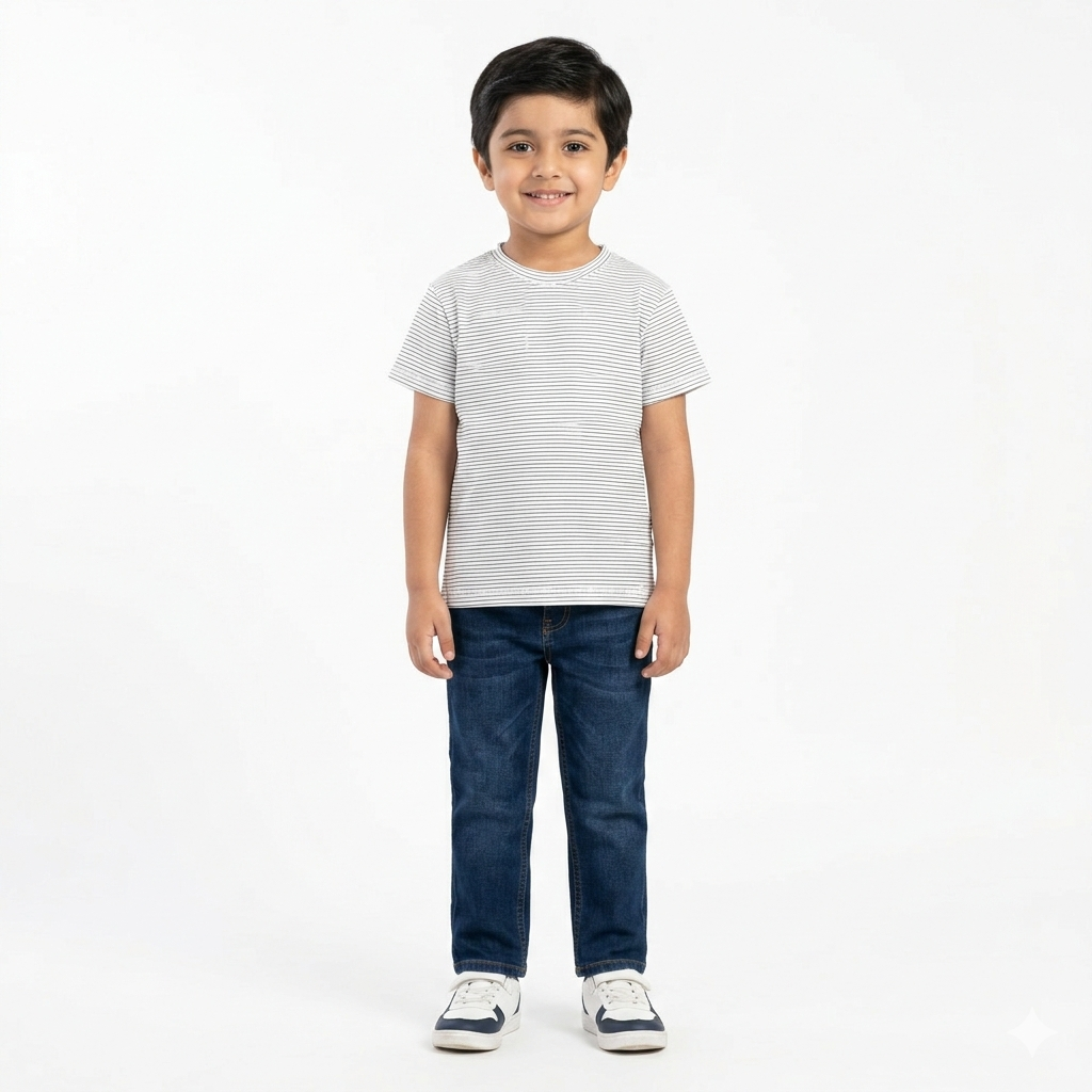 White T‑Shirt with Black Lining - Lil' Cubs