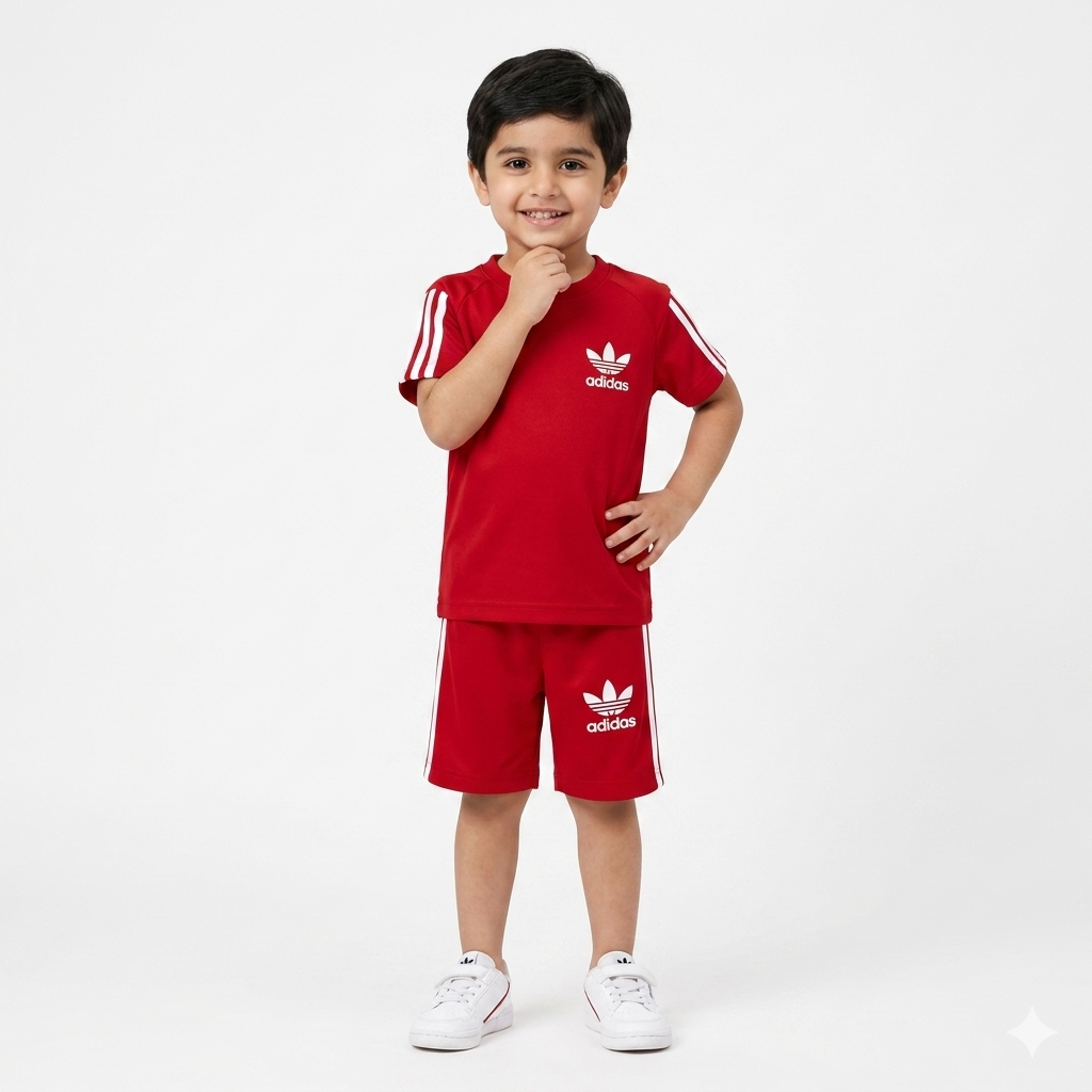 Boys Royal Red Addidas Summer Coord Set (1 - 12 Years)