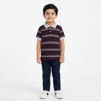 Dark Magenta Polo with White Striped T-Shirt - Lil' Cubs