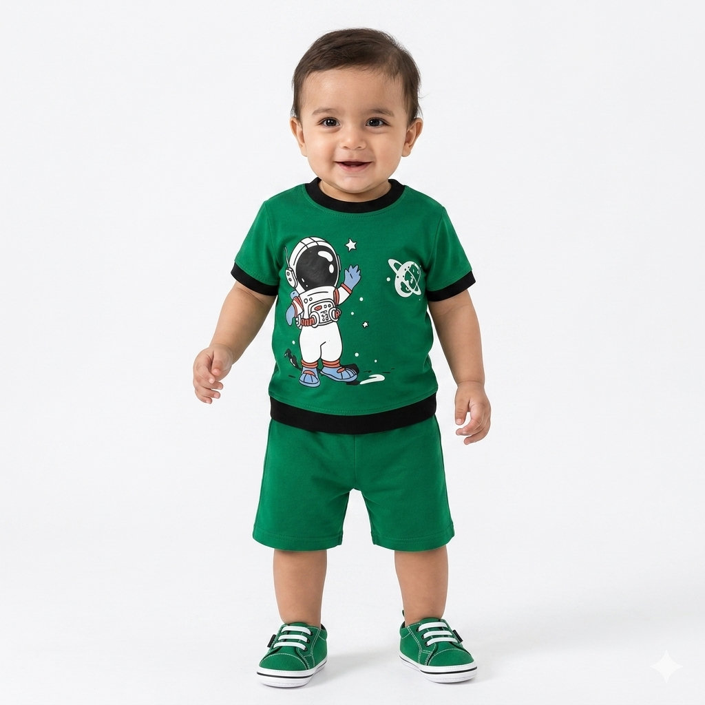 Boys Green Astronaut Summer Coord Set (6 - 12 Months)