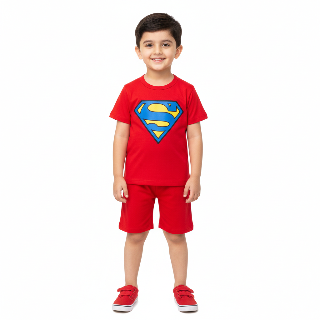 Red Superman Summer Coord Set (2-Piece)