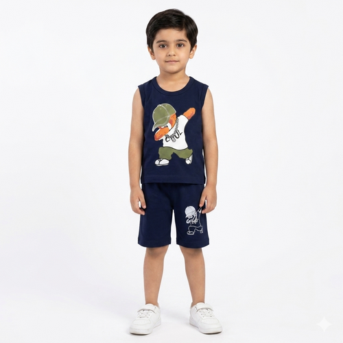 Blue Cool Bear summer coord set for kids ages 1-12 by lilcubspk, featuring a coordinated top and shorts with bear print design.