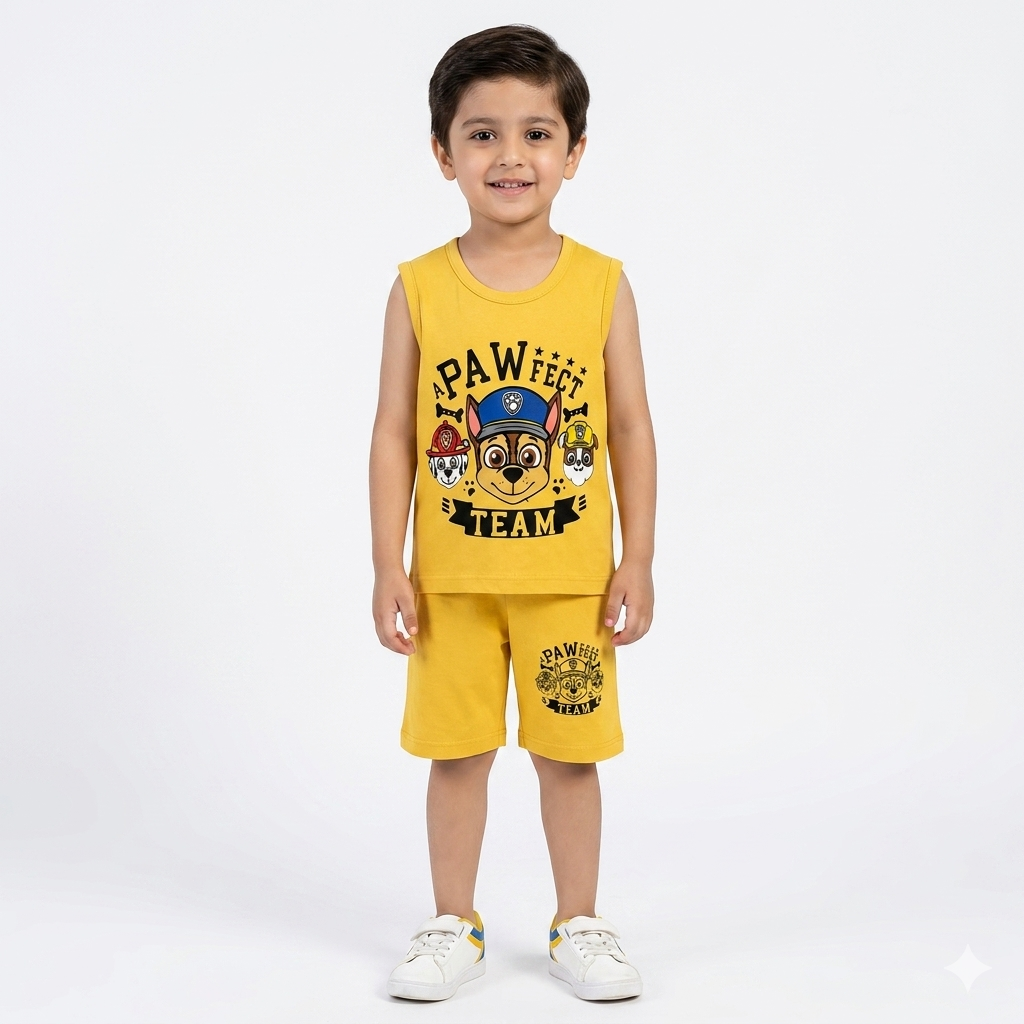 Yellow Paw Team Print Summer Coord Set (Ages 1-12)