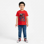 Red Spider Summer T-Shirt from Lil' Cubs coord set, featuring a vibrant red spider design on a lightweight summer fabric.