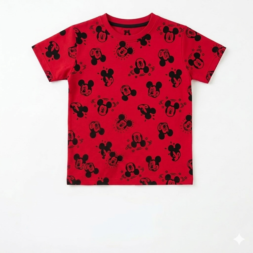 Red Mickey Summer Coord Set for Boys (1–12 Years)