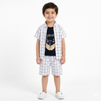 White Box Pattern Batman Print Summer Coord Set for Boys (1 - 12 Years) - Lil' Cubs