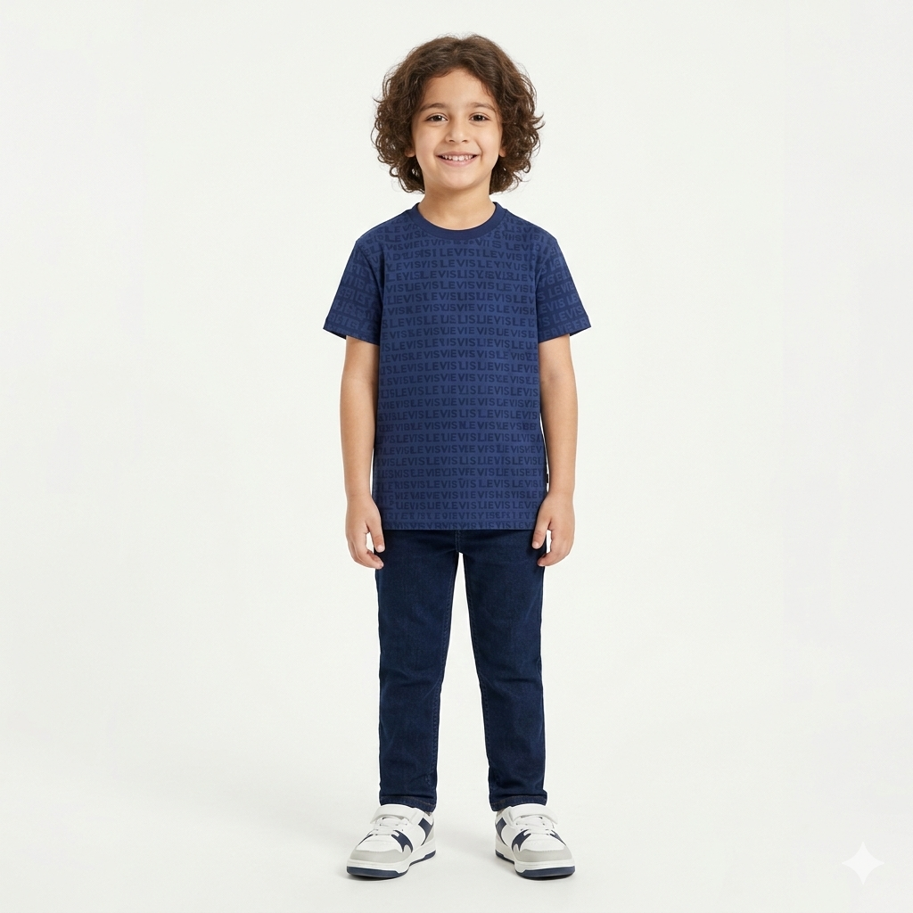 Navy Blue Levis T‑Shirt - Lil' Cubs