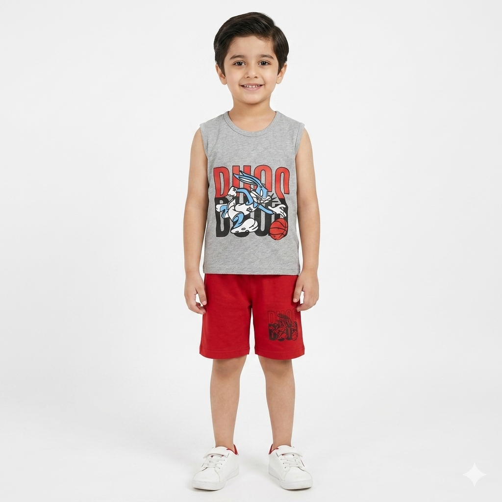 Grey Bugs Bunny Print Summer Coord Set (Ages 1-12)