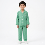 Kids Green Cotton Summer Night Suit (1 - 4 Years)