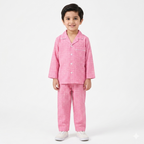 Kids Pink Cotton Summer Night Suit (1 - 4 Years) - Lil' Cubs