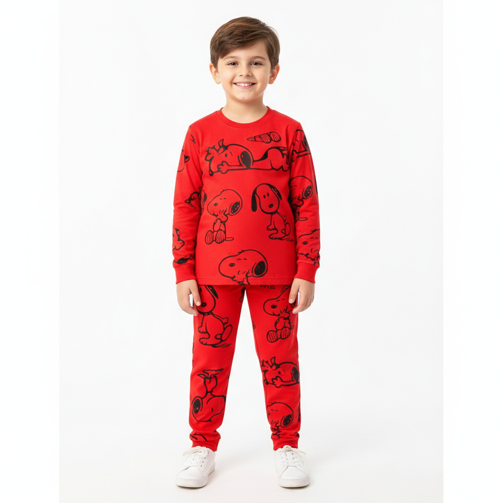 Red Snoppy Print Summer Coord Set (2-Piece)